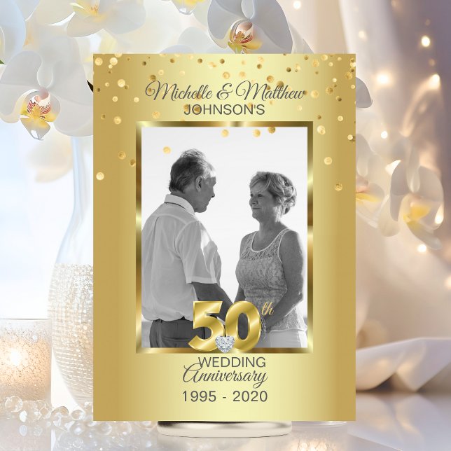 Personalised 50th Golden Wedding Anniversary Invitation (Elegant Gold 50th Golden Wedding Anniversary Invitation)