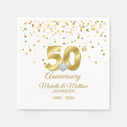 Personalised 8th Golden Wedding Anniversary Napkin Personalised 8th Golden Wedding Anniversary Napkin