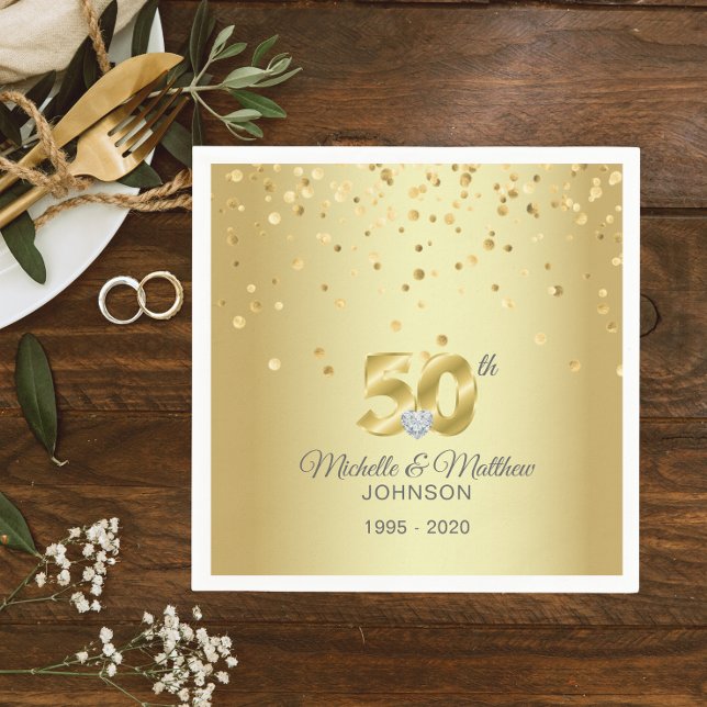 Personalised 50th Golden Wedding Anniversary Napkin (Personalized 50th Golden Wedding Anniversary Napkins)