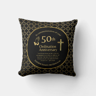 Personalised 50th Ordination Anniversary Priest Cushion