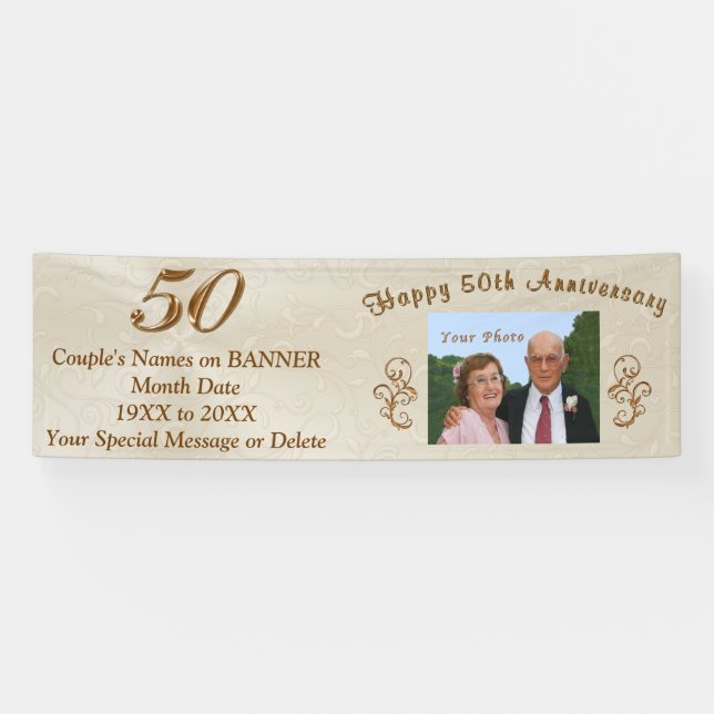 Personalised 50th Wedding Anniversary Banners (Horizontal)