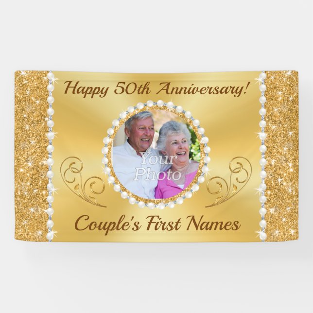Personalised, 50th Wedding Anniversary Banners (Horizontal)