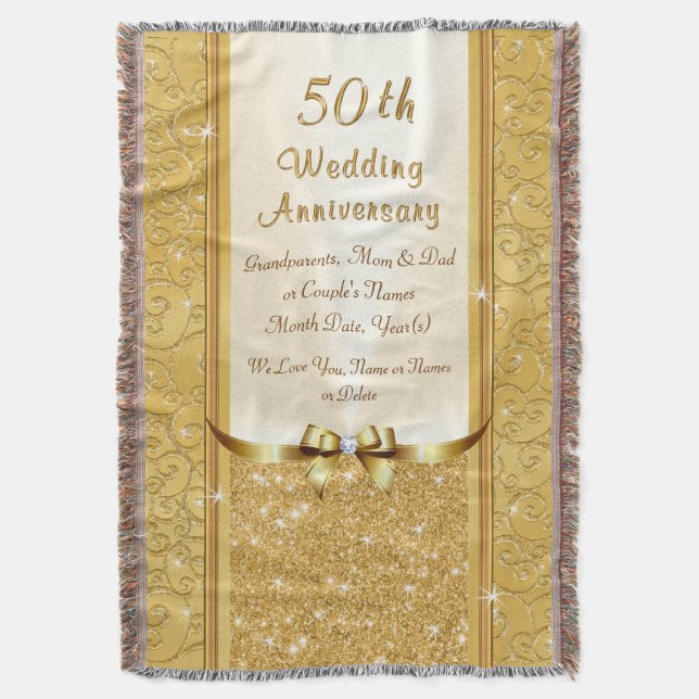 Personalised 50th Wedding Anniversary Blanket (Front Vertical)