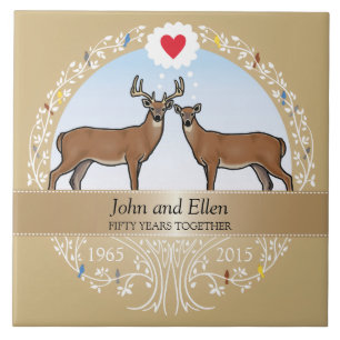 Personalised 50th Wedding Anniversary, Buck & Doe Tile