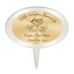 Personalised 50th Wedding Anniversary Cake Toppers