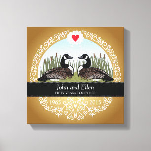 Personalised 50th Wedding Anniversary, Geese Canvas Print