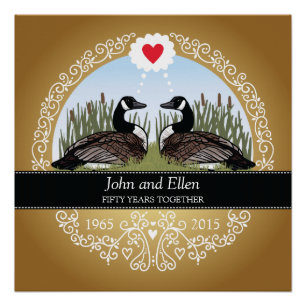 Personalised 50th Wedding Anniversary, Geese Poster