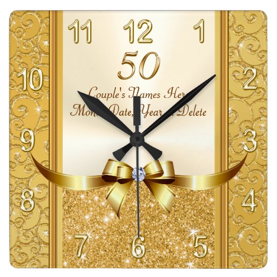 Personalised 50th  Wedding  Anniversary  Gifts  Clock 