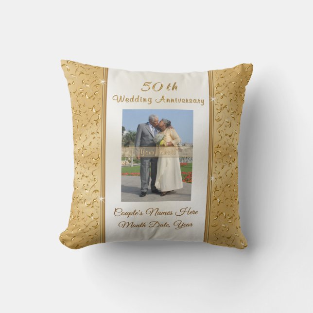Personalised 50th Wedding Anniversary Gifts, PHOTO Cushion (Front)