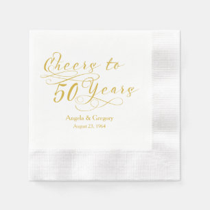 Personalised 50th Wedding Anniversary Gold Cheers Napkin