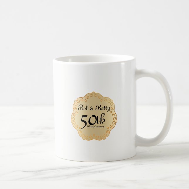 Personalised 50th Wedding Anniversary Gold Coffee Mug (Right)