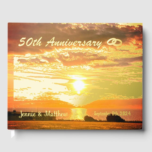 Personalised 50th Wedding Anniversary Gold Foil  Guest Book (Front)
