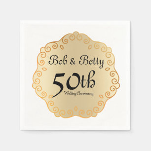 Personalised 50th Wedding Anniversary Gold Napkin