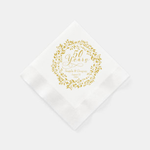 Personalised 50th Wedding Anniversary Gold Wreath Napkin