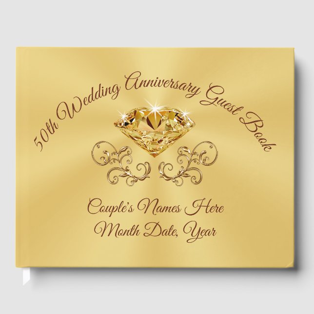 Personalised 50th Wedding Anniversary Guest Book (Front)