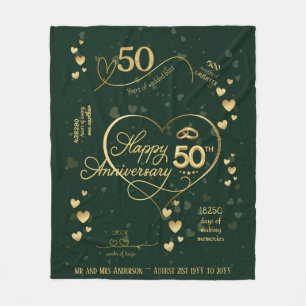 Personalised 50th Wedding Anniversary Milestone Fleece Blanket