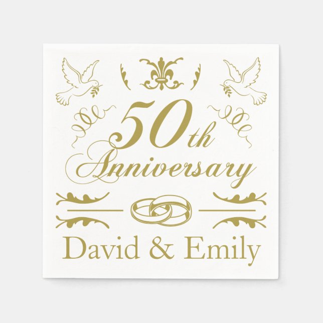 Personalised 50th Wedding Anniversary Napkin (Front)