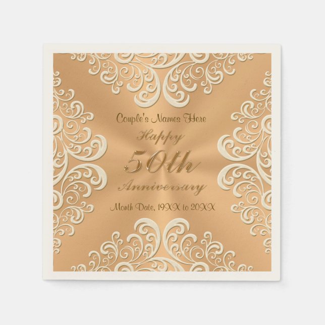Personalised 50th Wedding Anniversary Napkins (Front)