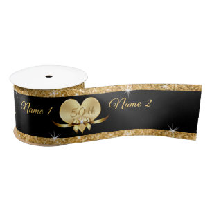 Personalised 50th Wedding Anniversary Ribbon Satin Ribbon