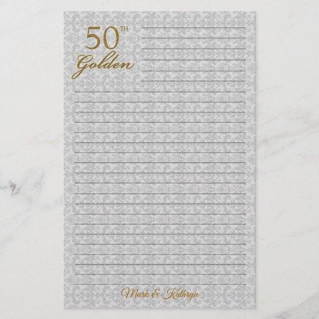 Personalised 50th Wedding Anniversary Stationery (Front)