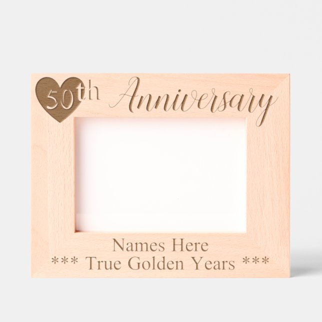 Personalised 50th Wedding Golden Anniversary Etched Frames (Front)