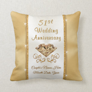 Personalised 51st Wedding Anniversary Gift. Pillow