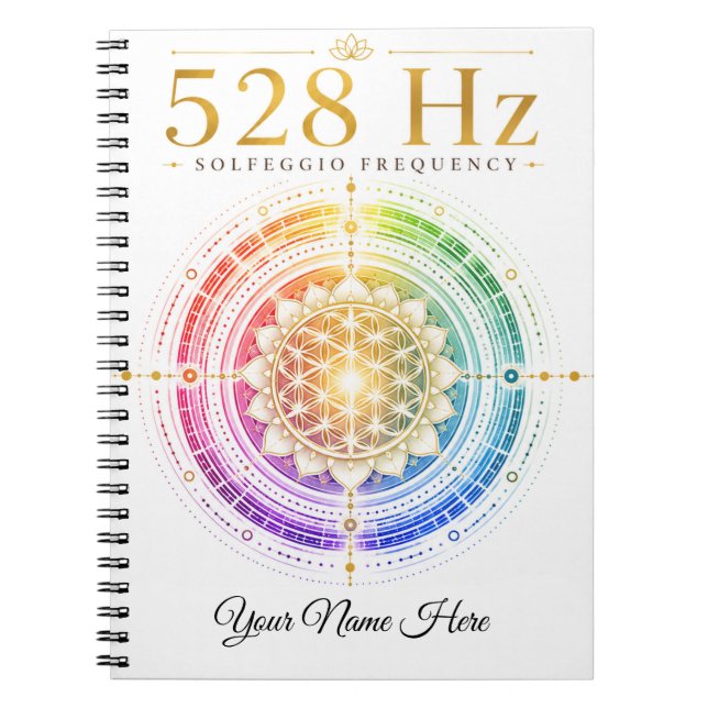 Personalised 528 Hz Solfeggio Frequency Notebook  (Front)