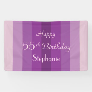 Personalised 55th Birthday Sign Purple Stripes