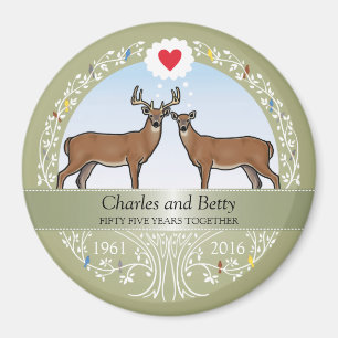 Personalised 55th Wedding Anniversary, Buck & Doe Magnet