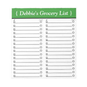 Personalised 5.5" x 6" Green Grocery List Notepad