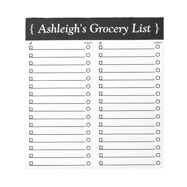 Personalised 5.5" x 6" Grocery List Notepad (Front)