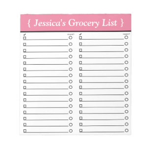 Personalised 5.5" x 6" Pink Grocery List Notepad