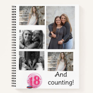 Personalised 5 Photo collage 18th Birthday Notebook