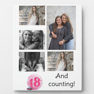 Personalised 5 Photo collage   18th Birthday Plaque