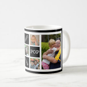 Personalised  5 Photo Collage Best Pop Ever Black Coffee Mug