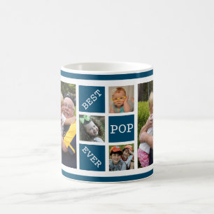 Personalised  5 Photo Collage Best Pop Ever Blue Coffee Mug
