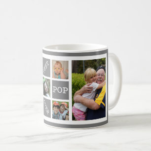 Personalised  5 Photo Collage Best Pop Ever Grey Coffee Mug