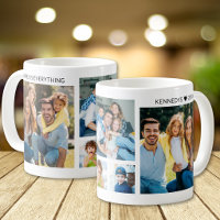 Personalised 5 Photo Collage Family Name White