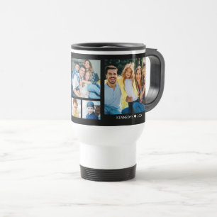 Personalised  5 Photo Collage Family Quote Black Travel Mug