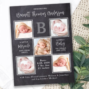 Personalised 5 Photo Collage Newborn Baby Birth Announcement Postcard