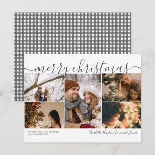 Personalised 5 Photo Merry Christmas Holiday Card