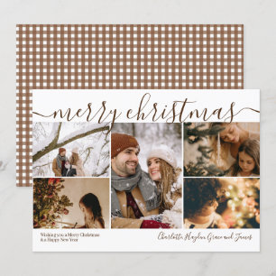 Personalised 5 Photo Merry Christmas Holiday Card