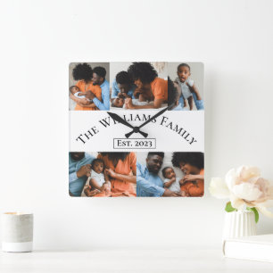 Personalised 5 Photo  Square Wall Clock