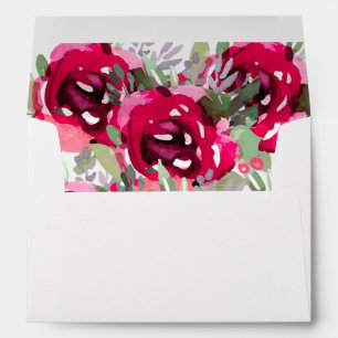 Personalised 5 x 7 Watercolor Pink Garden Flowers Envelope