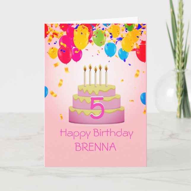 Personalised! 5th Birthday Custom Card (Front)