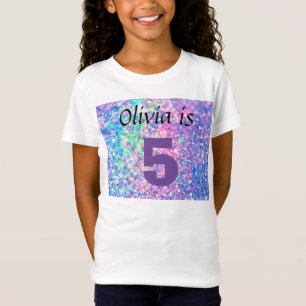 Personalised 5th Birthday Sparkling Glitter Girly  T-Shirt