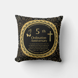 Personalised 5th Ordination Anniversary Priest Cushion