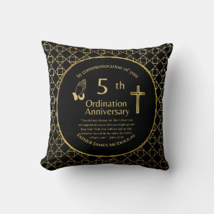 Personalised 5th Ordination Anniversary Priest Thr Cushion