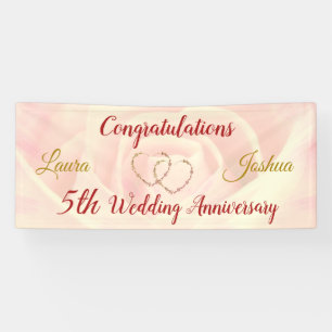 Personalised 5th Wedding Anniversary Banner