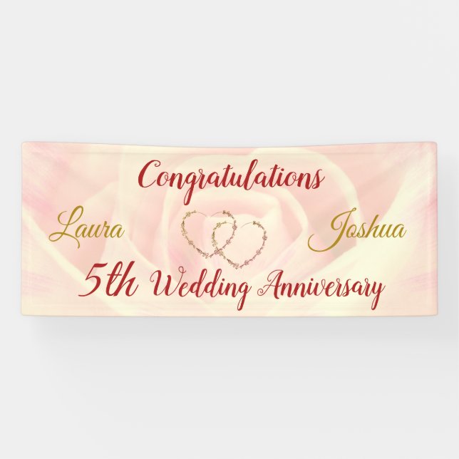 Personalised 5th Wedding Anniversary Banner (Horizontal)